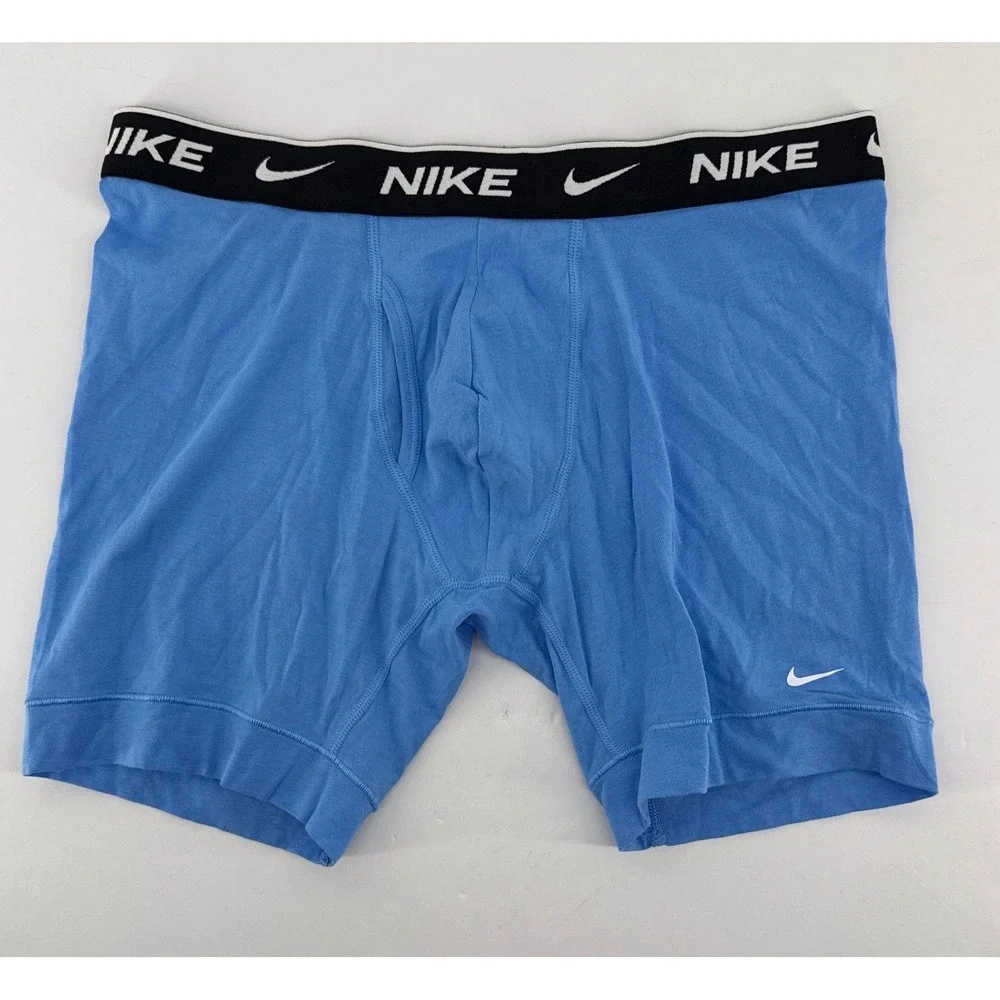 Nike Mens Cotton Stretch Boxer Briefs Light Blue Logo Waistband Underwear Medium